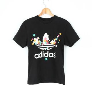 アディダス(adidas)のアディダス 半袖Tシャツ ロゴT 花柄 スポーツウエア レディース Mサイズ ブラック adidas(Tシャツ(半袖/袖なし))