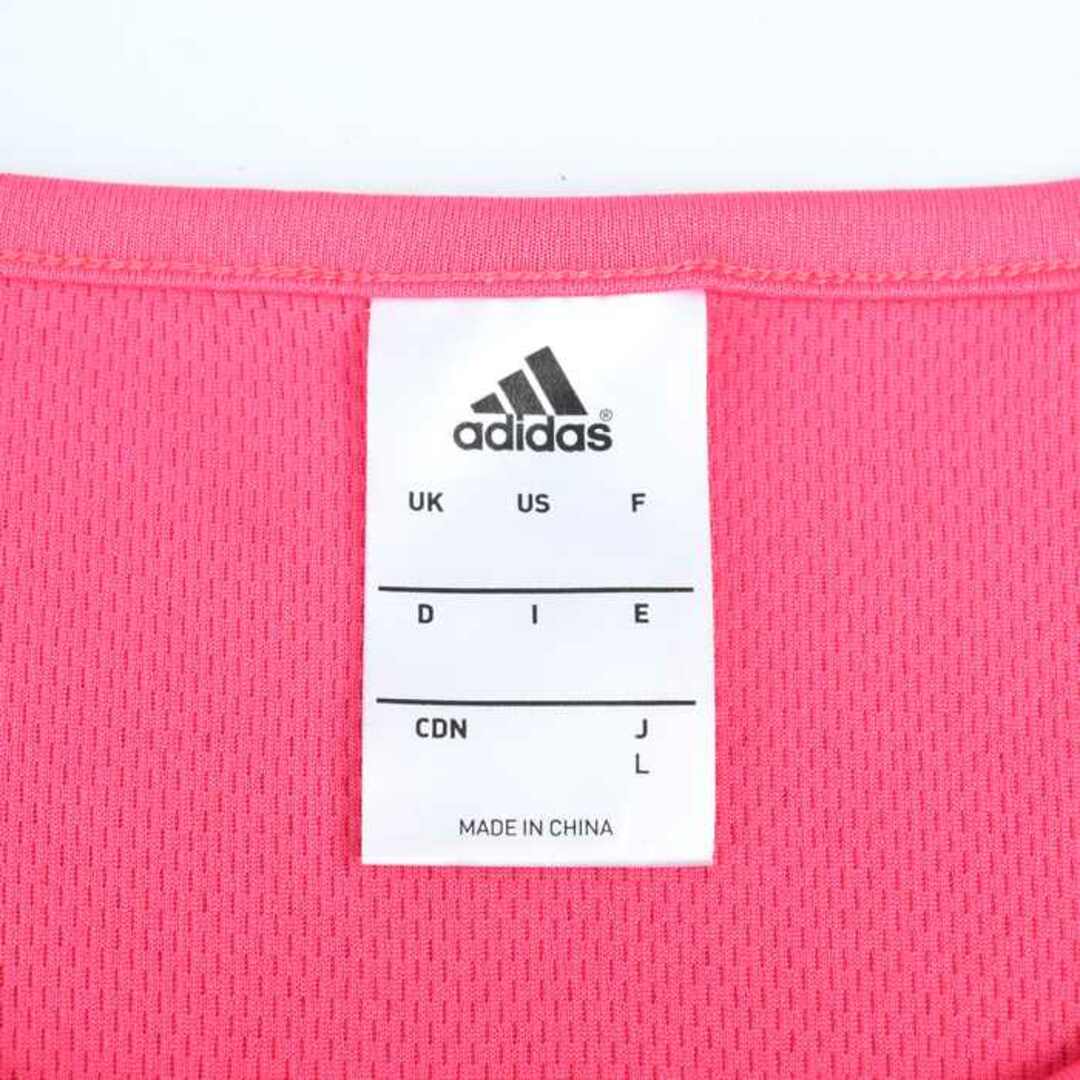 adidas(アディダス)のアディダス 長袖Tシャツ ワンポイントロゴ ドット柄 スポーツウエア レディース Lサイズ ピンク adidas レディースのトップス(Tシャツ(長袖/七分))の商品写真