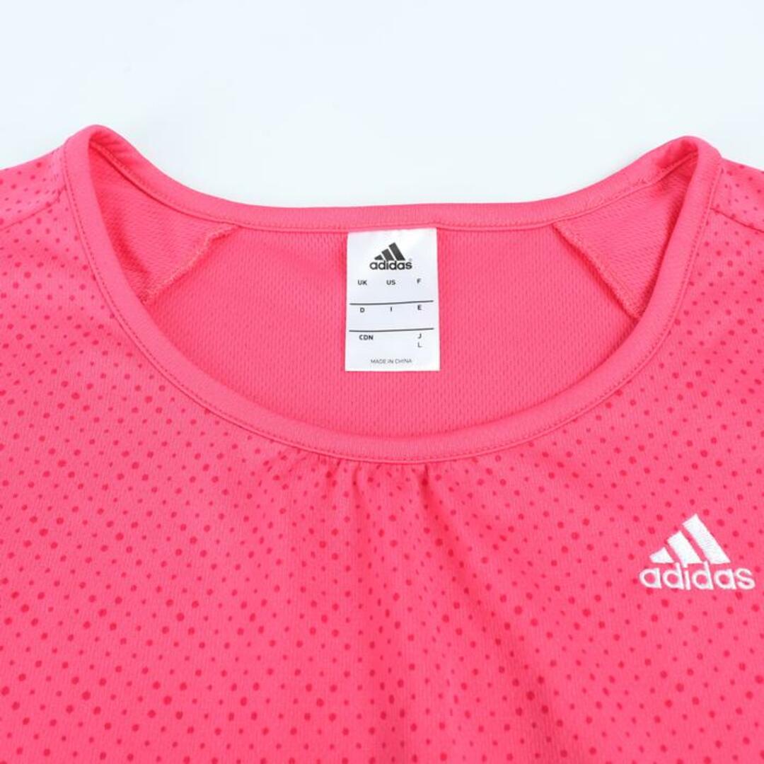 adidas(アディダス)のアディダス 長袖Tシャツ ワンポイントロゴ ドット柄 スポーツウエア レディース Lサイズ ピンク adidas レディースのトップス(Tシャツ(長袖/七分))の商品写真