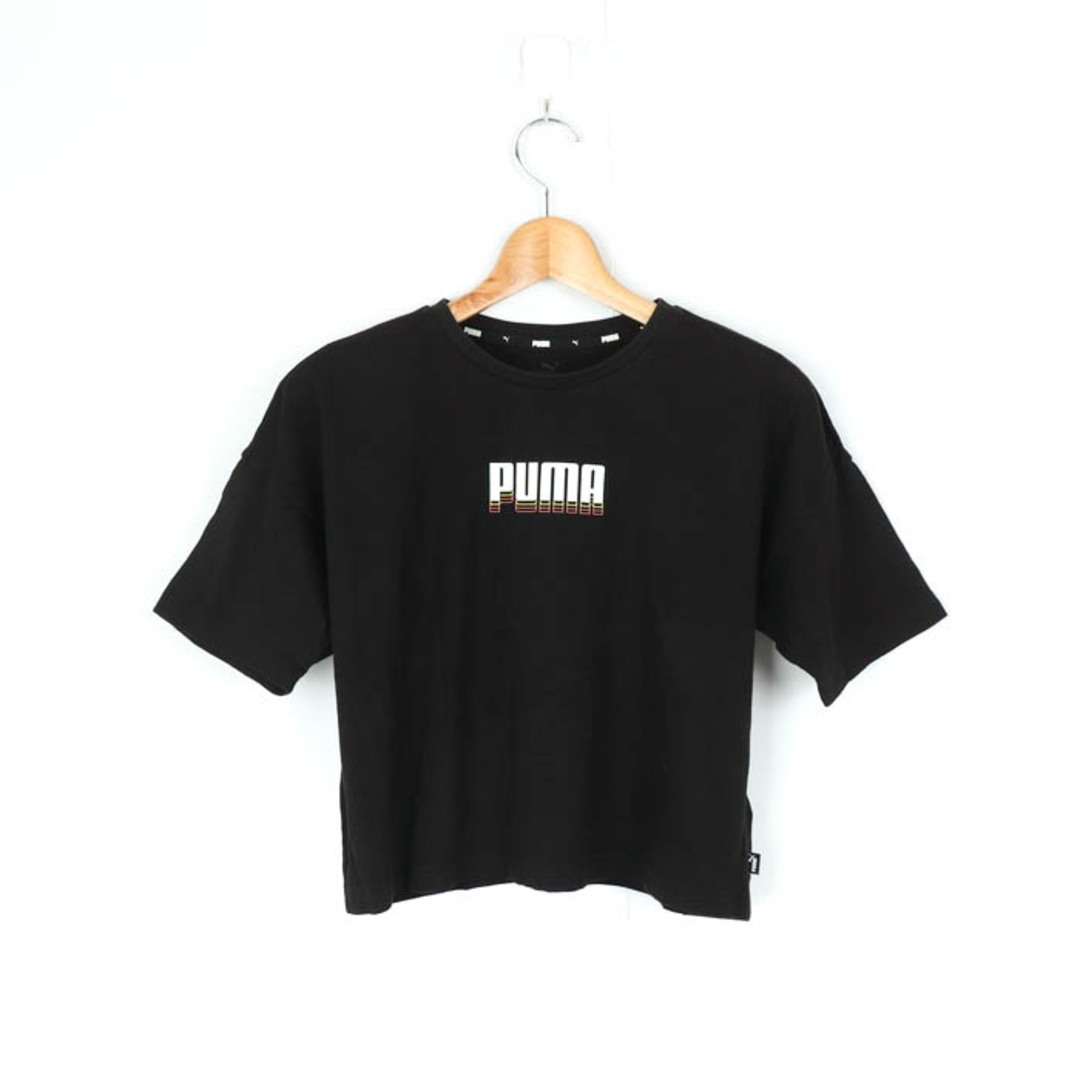 PUMA(プーマ)のプーマ 半袖Tシャツ ロゴT クロップド丈 スポーツウエア レディース Sサイズ ブラック PUMA レディースのトップス(Tシャツ(半袖/袖なし))の商品写真