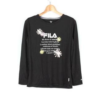 フィラ(FILA)のフィラ 長袖Tシャツ グラフィックT 花柄 スポーツウエア レディース Lサイズ ブラック FILA(Tシャツ(長袖/七分))