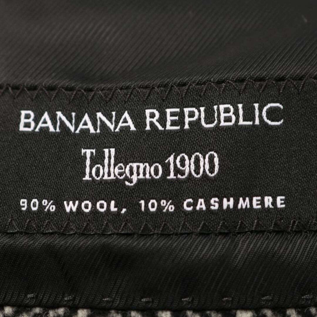 Banana Republic(バナナリパブリック)のバナナリパブリック ステンカラーコート カシミヤ混 Tollegno1900 トレーニョ生地 メンズ Mサイズ ブラック ホワイト Banana Republic メンズのジャケット/アウター(ステンカラーコート)の商品写真