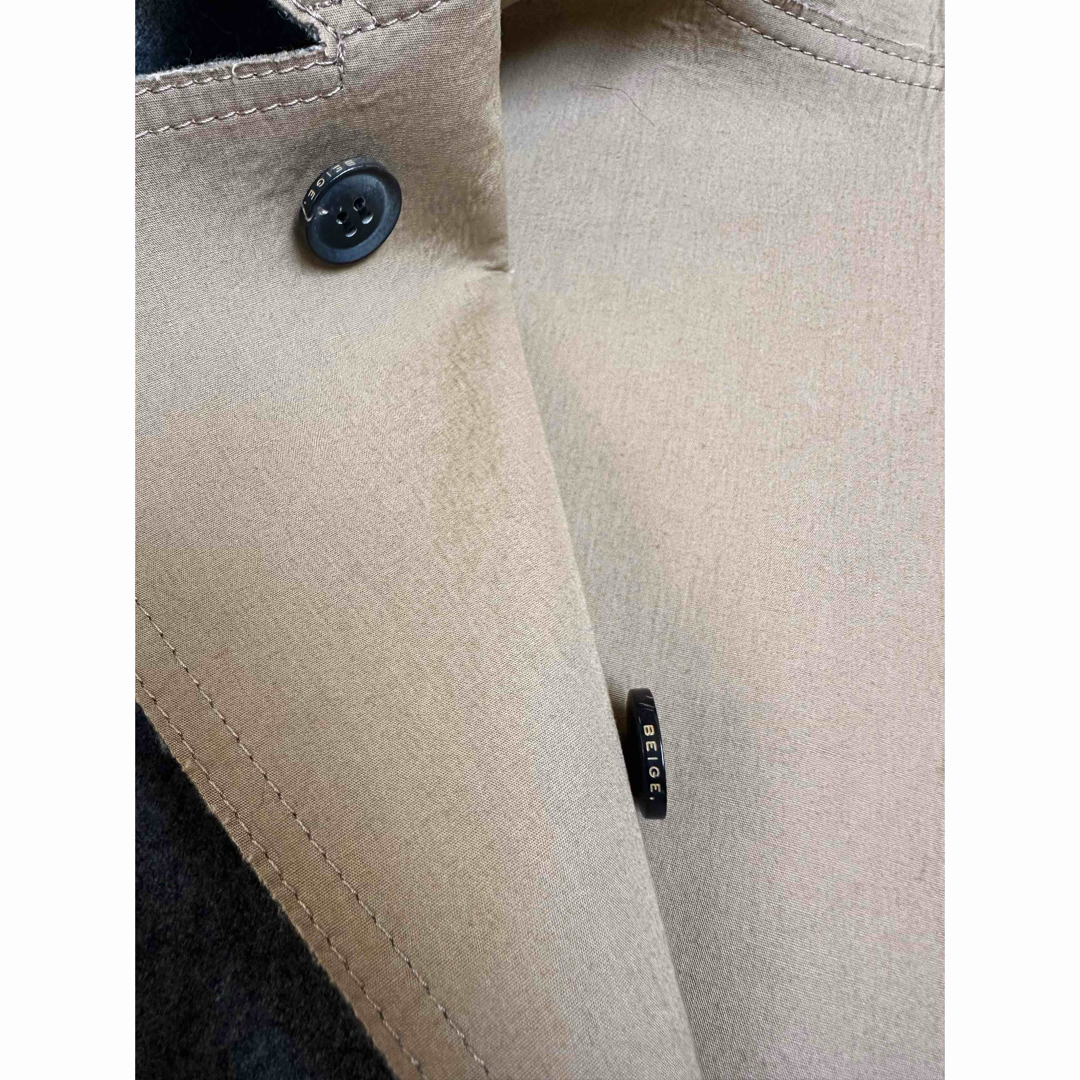 BEIGE,(ベイジ)のBEIGE リバーシブル スプリングウール ロングコート　M.L  未使用に近い レディースのジャケット/アウター(ロングコート)の商品写真
