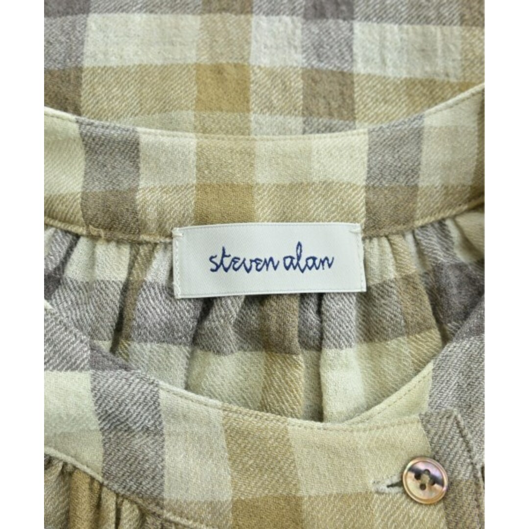 steven alan(スティーブンアラン)のsteven alan ワンピース S ベージュx茶(チェック) 【古着】【中古】 レディースのワンピース(ひざ丈ワンピース)の商品写真