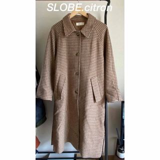 スローブイエナ(SLOBE IENA)の【美品】SLOBE.citron チェックステンカラーコート　イエナ(ロングコート)