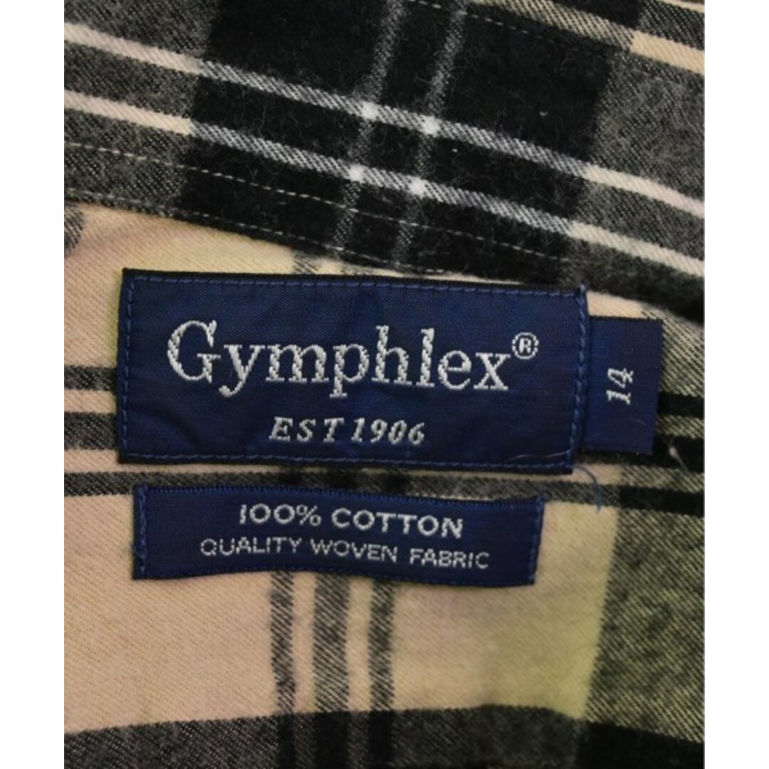 GYMPHLEX(ジムフレックス)のGymphlex カジュアルシャツ 14(M位) ベージュx黒(チェック) 【古着】【中古】 レディースのトップス(シャツ/ブラウス(長袖/七分))の商品写真