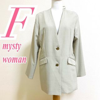 ミスティウーマン(mysty woman)のミスティウーマン　ジャケット　F　グレー　ベージュ　レースアップ　オフィス　ポリ(その他)