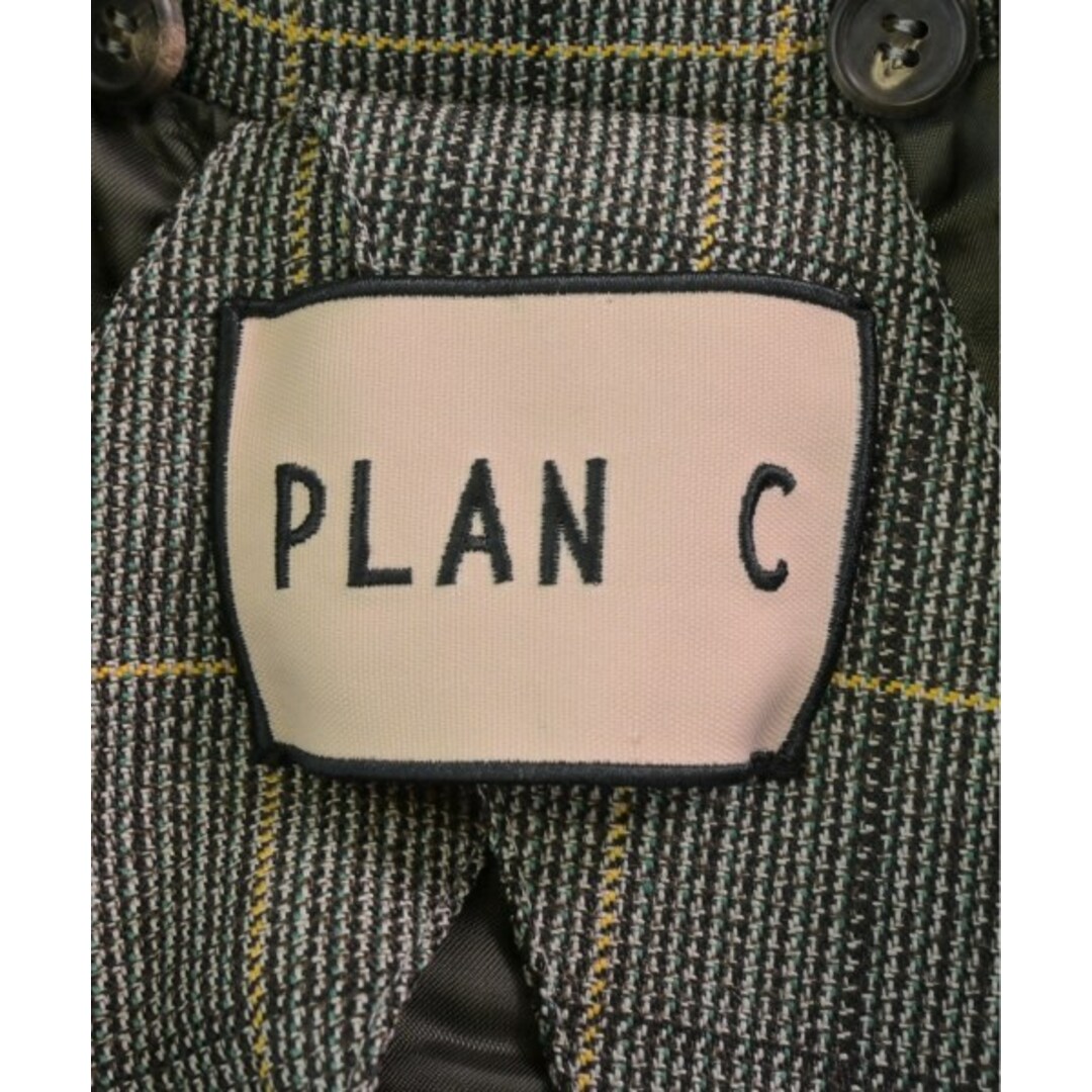 Plan C(プランシー)のPLAN C チェスターコート 38(S位) グレーx黒xベージュ(チェック) 【古着】【中古】 レディースのジャケット/アウター(チェスターコート)の商品写真