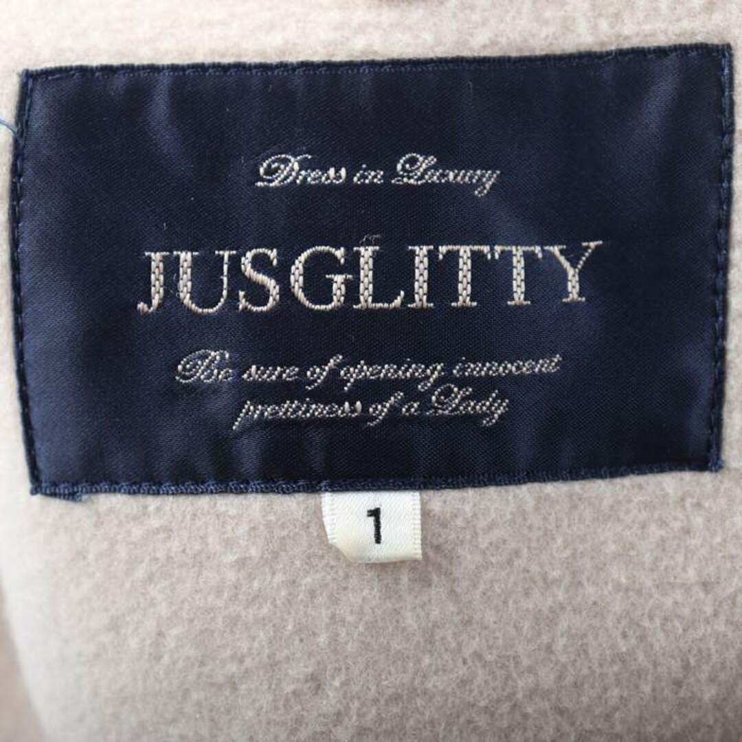 JUSGLITTY(ジャスグリッティー)のジャスグリッティー ノーカラージャケット ロングコート アウター ベルト付き ウール混 レディース 1サイズ ベージュ JUSGLITTY レディースのジャケット/アウター(ノーカラージャケット)の商品写真