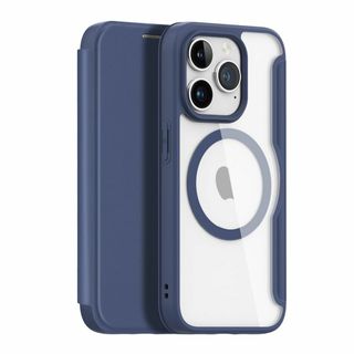 【色: ブルー】iPhone 15 Pro用 ケース 手帳型 背面クリア Mag(その他)