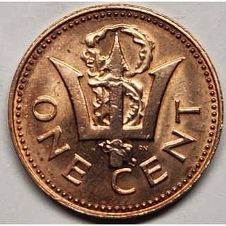 ヴィンテージレア バルバドス1セント1973年藻が絡んだトライデント/国章380(貨幣)