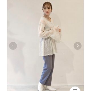 ダブルクローゼット(w closet)の新品♡wcloset  カラースラックスパンツ Dブルー　Sサイズ(カジュアルパンツ)