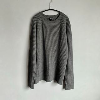 アーペーセー(A.P.C)のA.P.C. リブ編み あぜ編み クルーネックニット グレー アーペーセー(ニット/セーター)