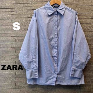 ザラ(ZARA)のザラ　ボリューム ポプリン シャツ　オーバーサイズ　ブラウス　長袖　トップス　S(シャツ/ブラウス(長袖/七分))