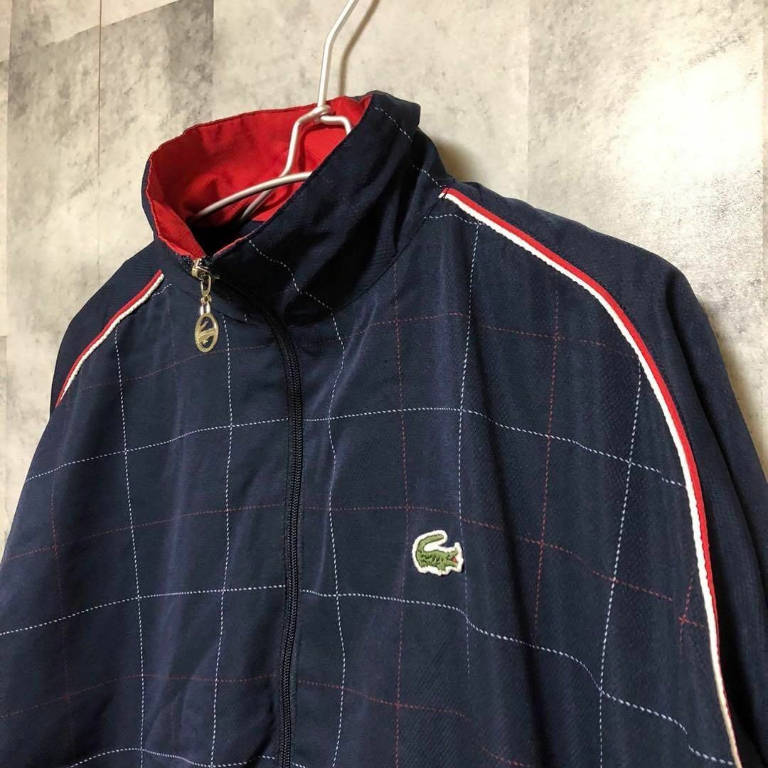 LACOSTE(ラコステ)のUS/EU輸入　海外古着　LACOSTE　ジップアップパーカー　L　ネイビー メンズのジャケット/アウター(ナイロンジャケット)の商品写真