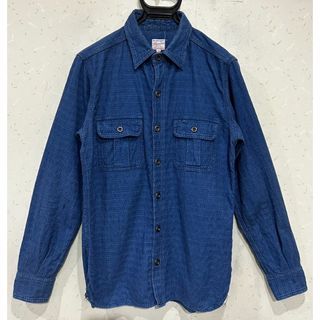 モモタロウジーンズ(MOMOTARO JEANS)の＊桃太郎ジーンズ 総柄織り インディゴ染め 長袖シャツ トップス 38(シャツ)