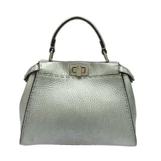 フェンディ(FENDI)のFENDI(フェンディ) ハンドバッグ ミニピーカブー/セレリア 8BN244 シルバー ローマンレザー(ハンドバッグ)