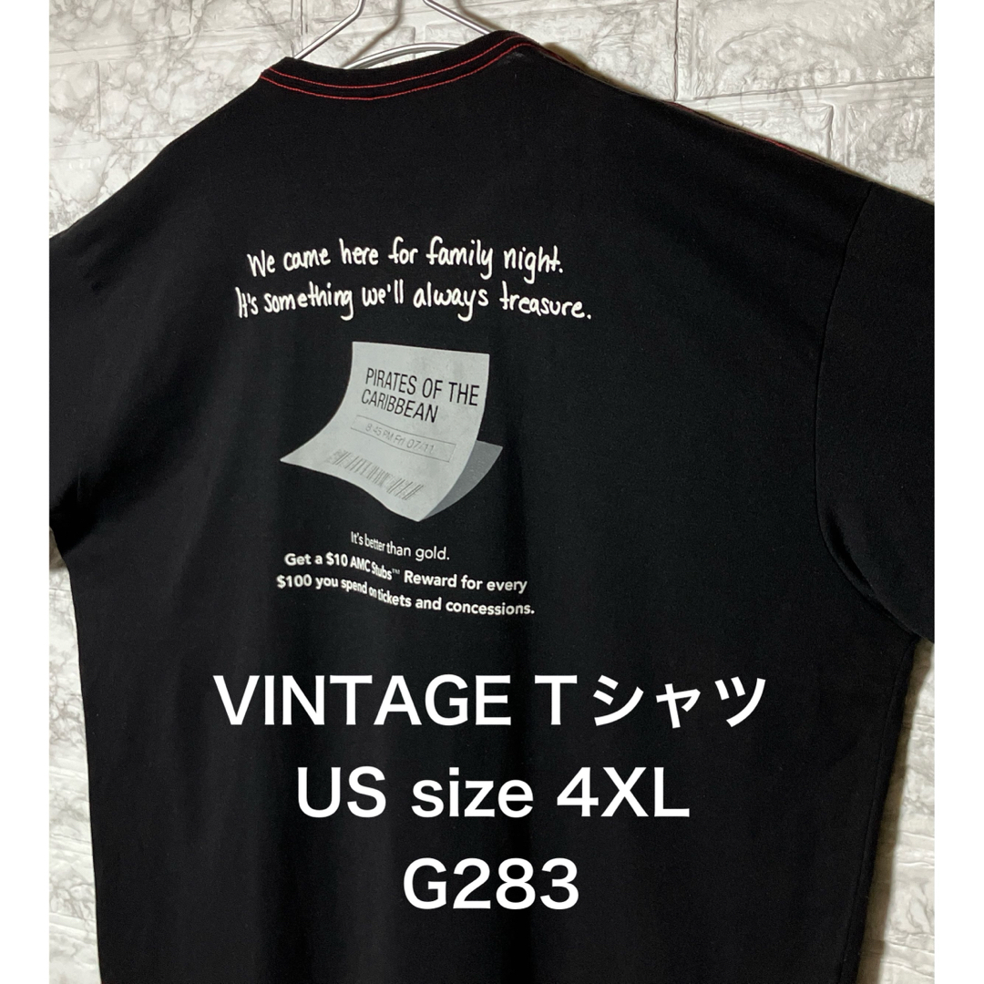 【レア】US古着 4XLsize ビッグサイズ VINTAGE ブラックTシャツ メンズのトップス(Tシャツ/カットソー(半袖/袖なし))の商品写真