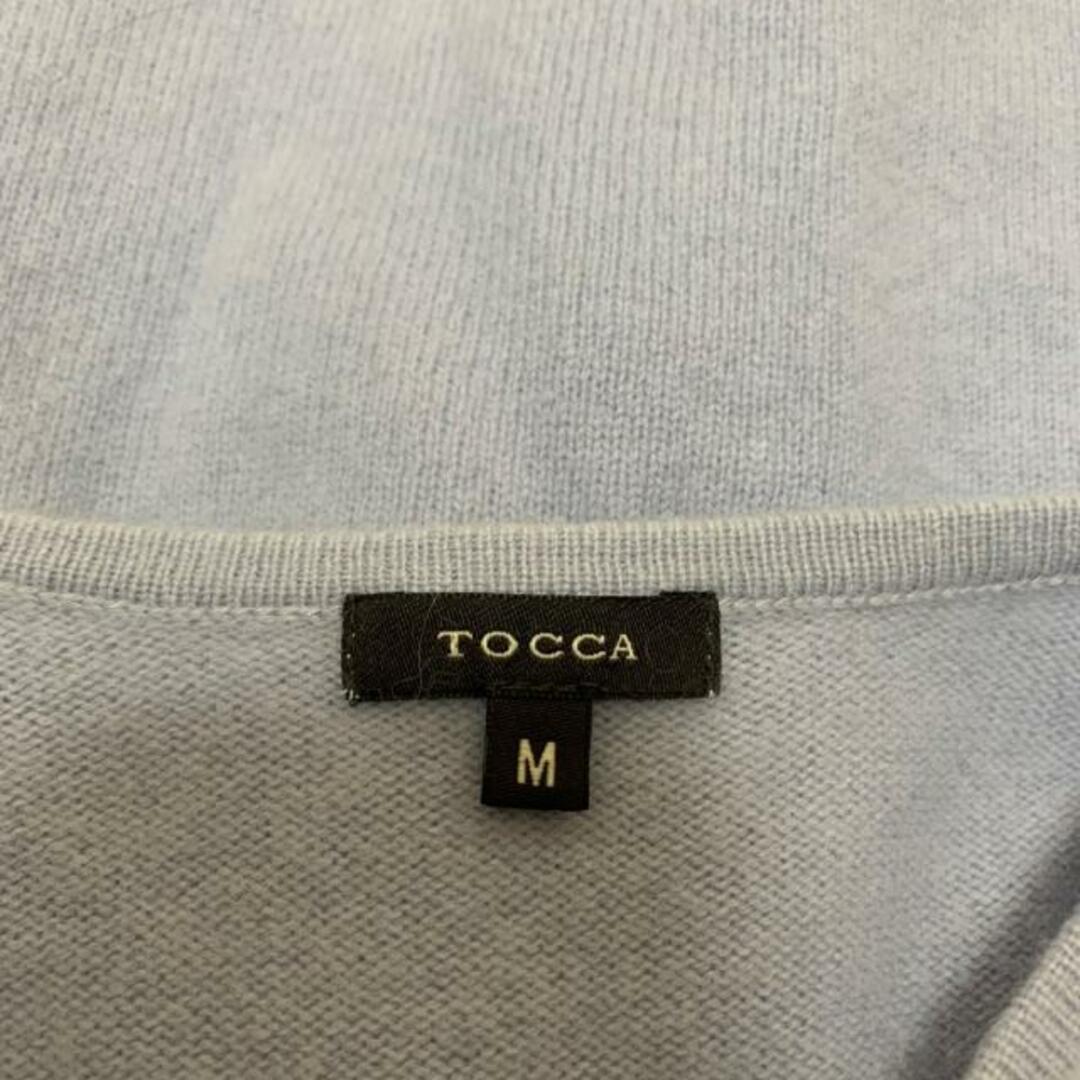 TOCCA(トッカ)のTOCCA(トッカ) カーディガン サイズM レディース美品  - ライトブルー×白 長袖/ビジュー/フラワー(花) レディースのトップス(カーディガン)の商品写真