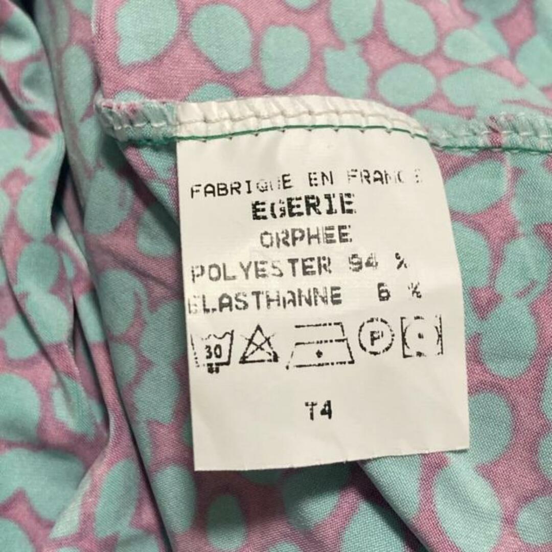 EGERIE(エジェリ) ワンピース サイズ4 XL レディース - ライトグリーン×ピンク Vネック/七分袖/ひざ丈 レディースのワンピース(その他)の商品写真