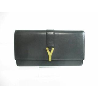  良品 イヴサンローラン Yves Saint Laurent 長財布 Yライン レザー 314995 ブラック ゴールド レディース(その他)