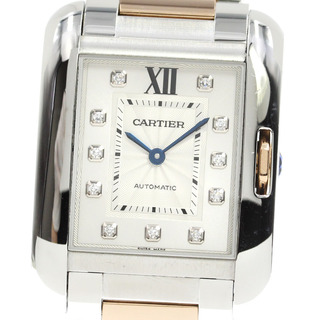カルティエ(Cartier)のカルティエ CARTIER WT100025 タンクアングレーズLM 11Pダイヤ 自動巻き ボーイズ 良品 _792336(腕時計(アナログ))