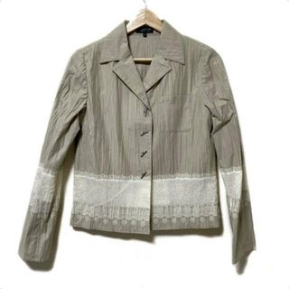 ランバンコレクション(LANVIN COLLECTION)のLANVIN COLLECTION(ランバンコレクション) ジャケット サイズ36 S レディース美品  - ベージュ×アイボリー 長袖/レース柄/シワ加工/春/夏(その他)