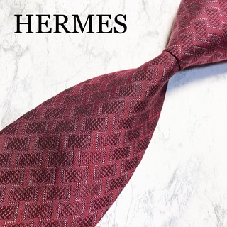Hermes - HERMES ネクタイ　H柄　ボルドー