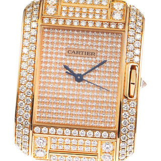 カルティエ(Cartier)のカルティエ CARTIER HPI00560 タンクアングレーズLM K18PG 全面ダイヤ 自動巻き ボーイズ 良品 _792362(腕時計(アナログ))