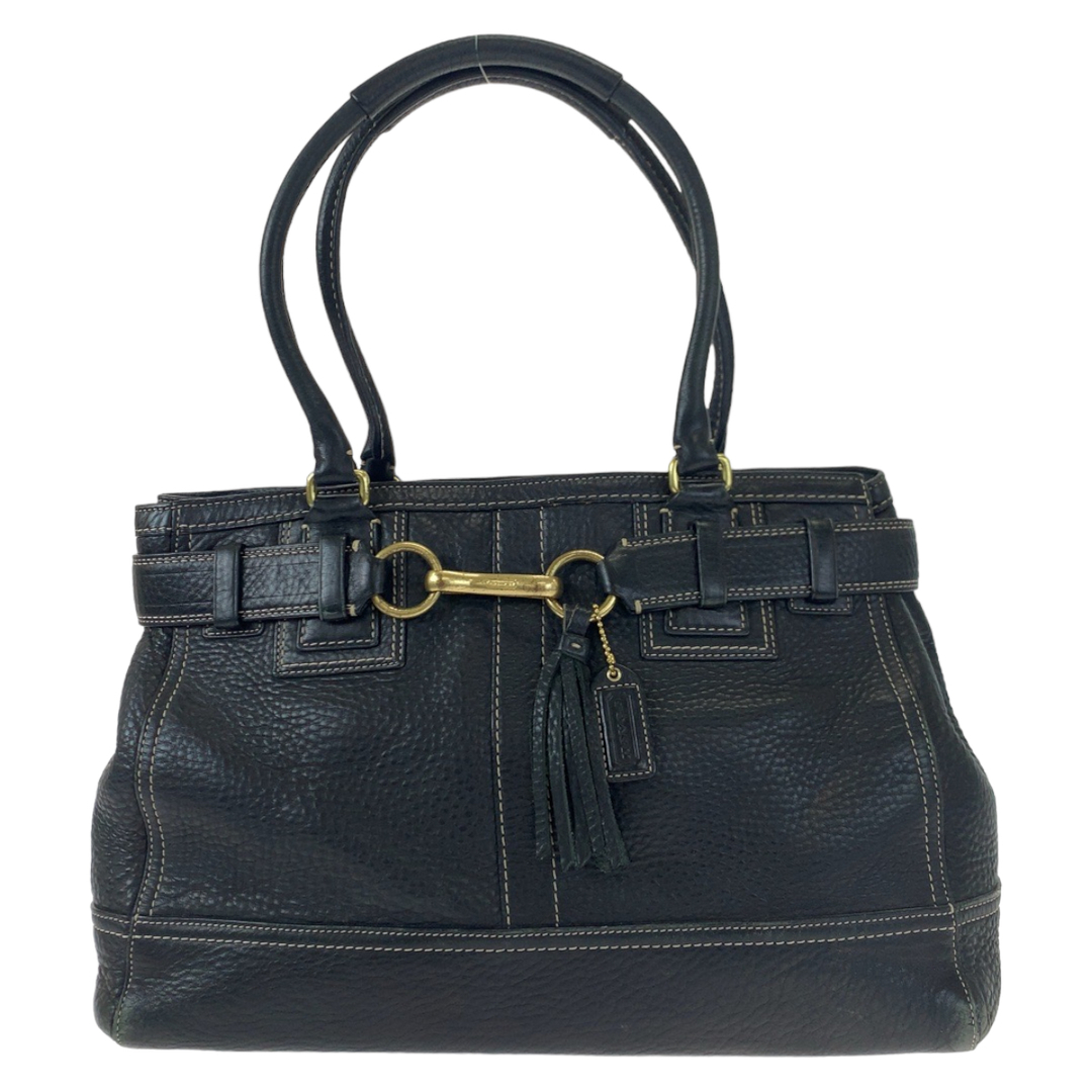 COACH(コーチ)のCOACH コーチ ブラック 黒 レザー 10213 ショルダーバッグ トートバッグ レディース 405073 【中古】 レディースのバッグ(ショルダーバッグ)の商品写真