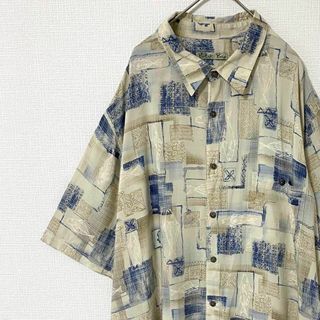 ナチュラルヴィンテージ(natuRAL vintage)のシャツ 半袖 アート 総柄 ビッグシルエット XXLレーヨン ヴィンテージ(シャツ)