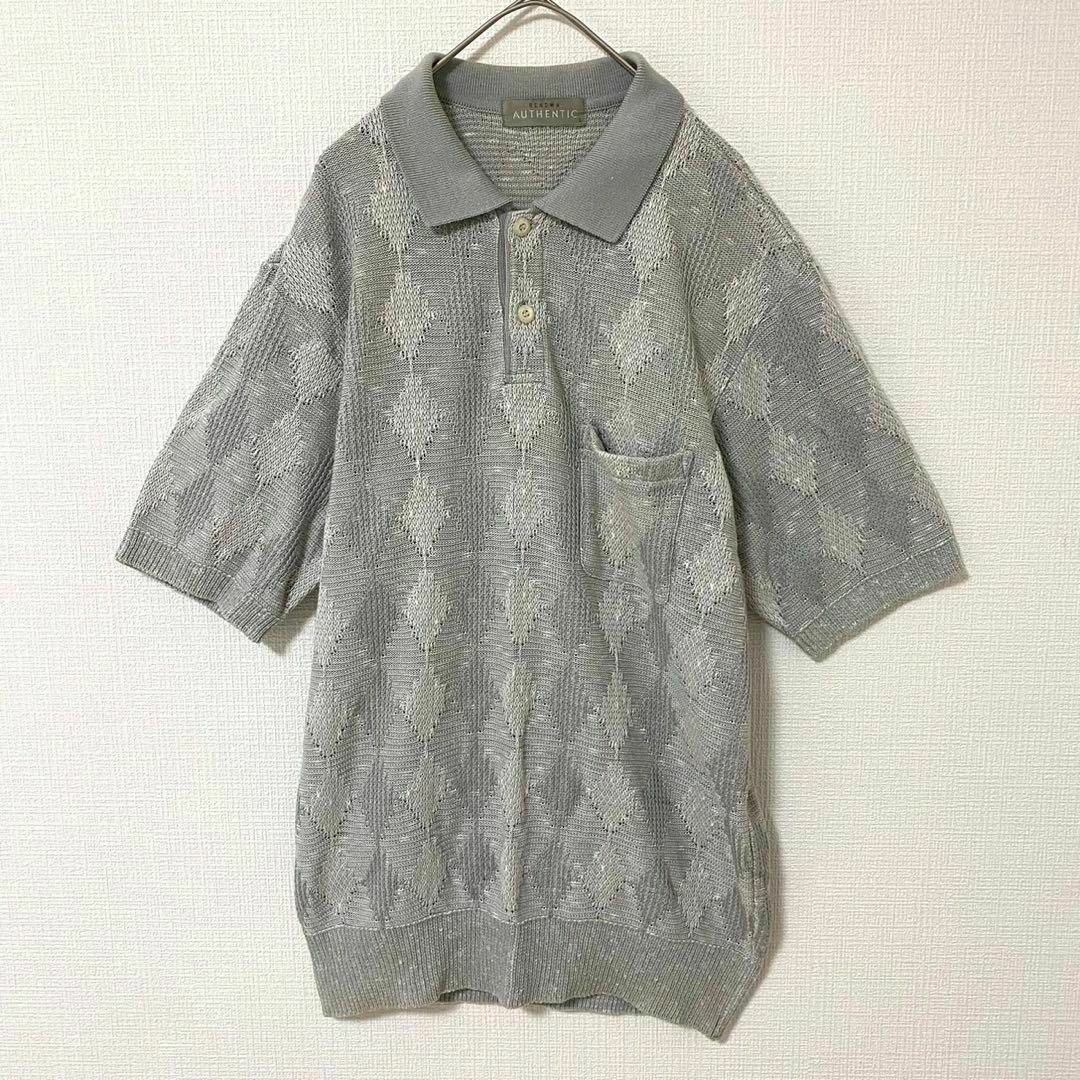 natuRAL vintage(ナチュラルヴィンテージ)のニットポロシャツ 半袖 リネン L ヴィンテージ メンズのトップス(ポロシャツ)の商品写真