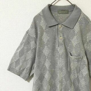 ナチュラルヴィンテージ(natuRAL vintage)のニットポロシャツ 半袖 リネン L ヴィンテージ(ポロシャツ)