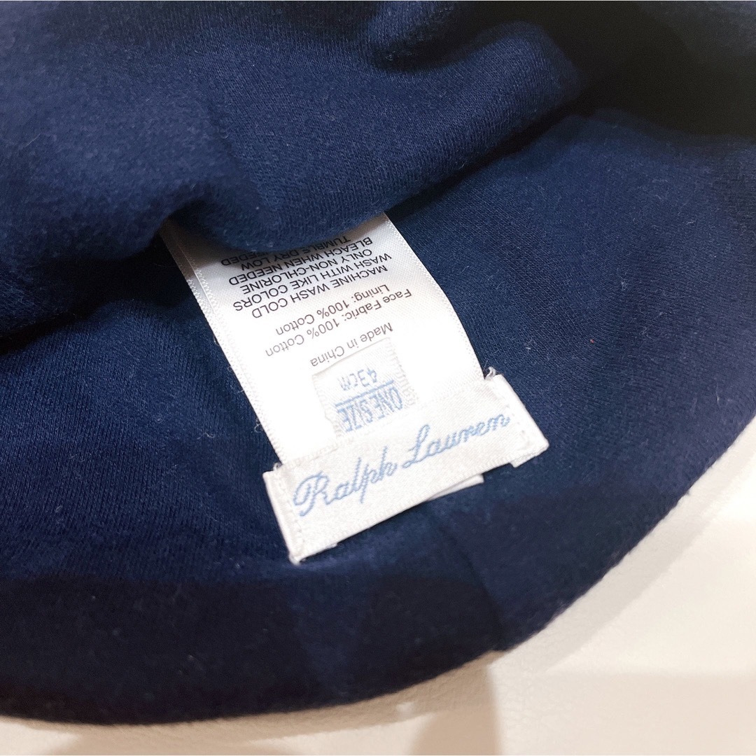 Ralph Lauren(ラルフローレン)のラルフローレン　ベビー　帽子　43 ㎝　キャップ　ネイビー　ボーダー　春　春服 キッズ/ベビー/マタニティのこども用ファッション小物(帽子)の商品写真