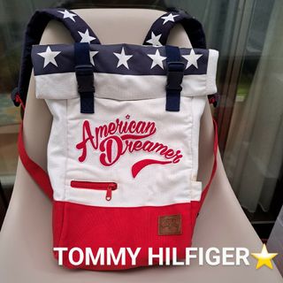 トミーヒルフィガー(TOMMY HILFIGER)のトミーヒルフィガー　リュック　ちいかわバッジつき（シミ部分隠しにどうぞ）チア系(リュックサック)