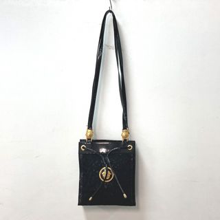 ヴェルサーチ(VERSACE)のヴェルサーチ VERSACE メデューサ レース ヴィンテージ 肩掛け カバン トートバッグ ショルダーバッグ パテントレザー ブラック(ショルダーバッグ)