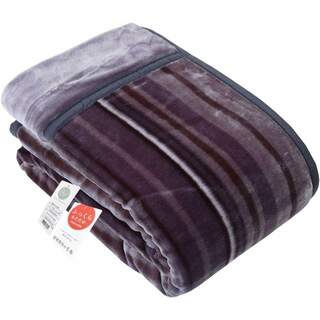 未使用■昭和西川 2枚合わせ毛布 シングルサイズ 140×200cm バーチカル柄 グレー 極暖 なめらか リプロス 寝具 ブランケット(毛布)
