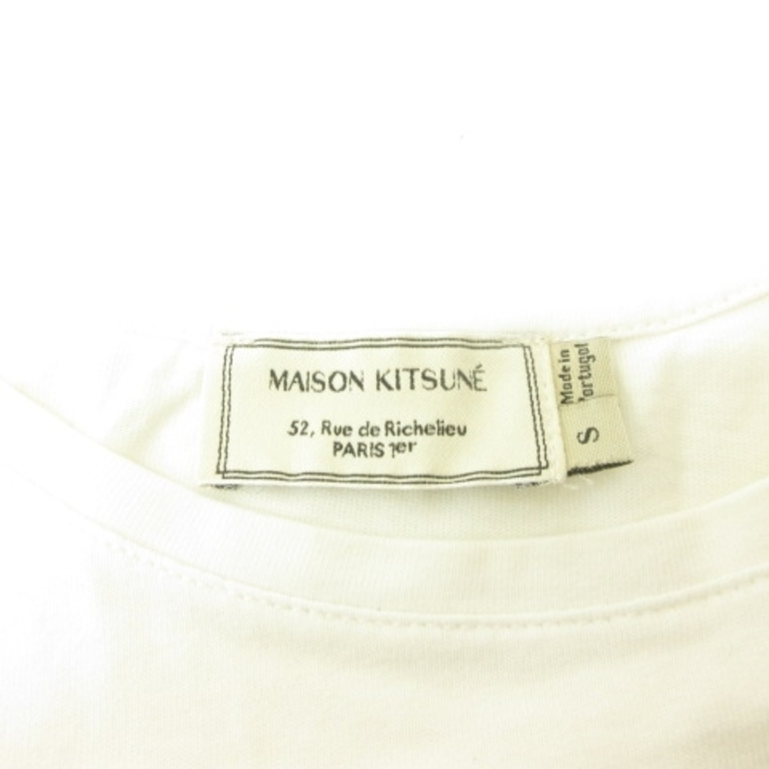 MAISON KITSUNE'(メゾンキツネ)のメゾンキツネ ロゴ刺繍 Ｔシャツ カットソー 白 ホワイト S ■GY31 メンズのトップス(Tシャツ/カットソー(半袖/袖なし))の商品写真