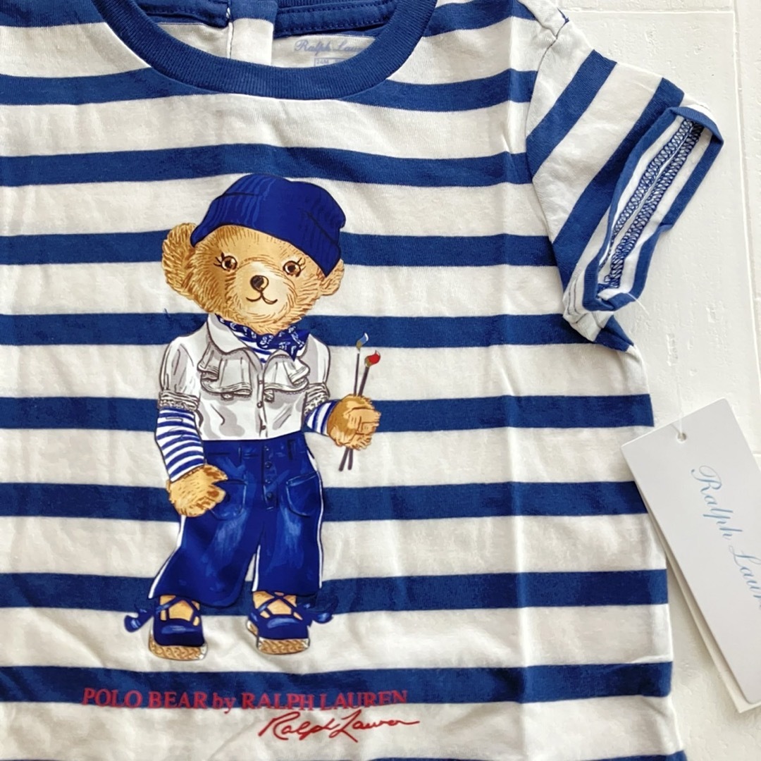 Ralph Lauren(ラルフローレン)の18m85cm   ラルフローレン　ベア　半袖　ボーダー キッズ/ベビー/マタニティのベビー服(~85cm)(Ｔシャツ)の商品写真