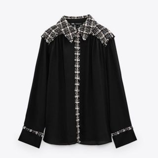 ザラ(ZARA)の24H限定価格！ZARA  ツイードシフォンブラウス(シャツ/ブラウス(長袖/七分))