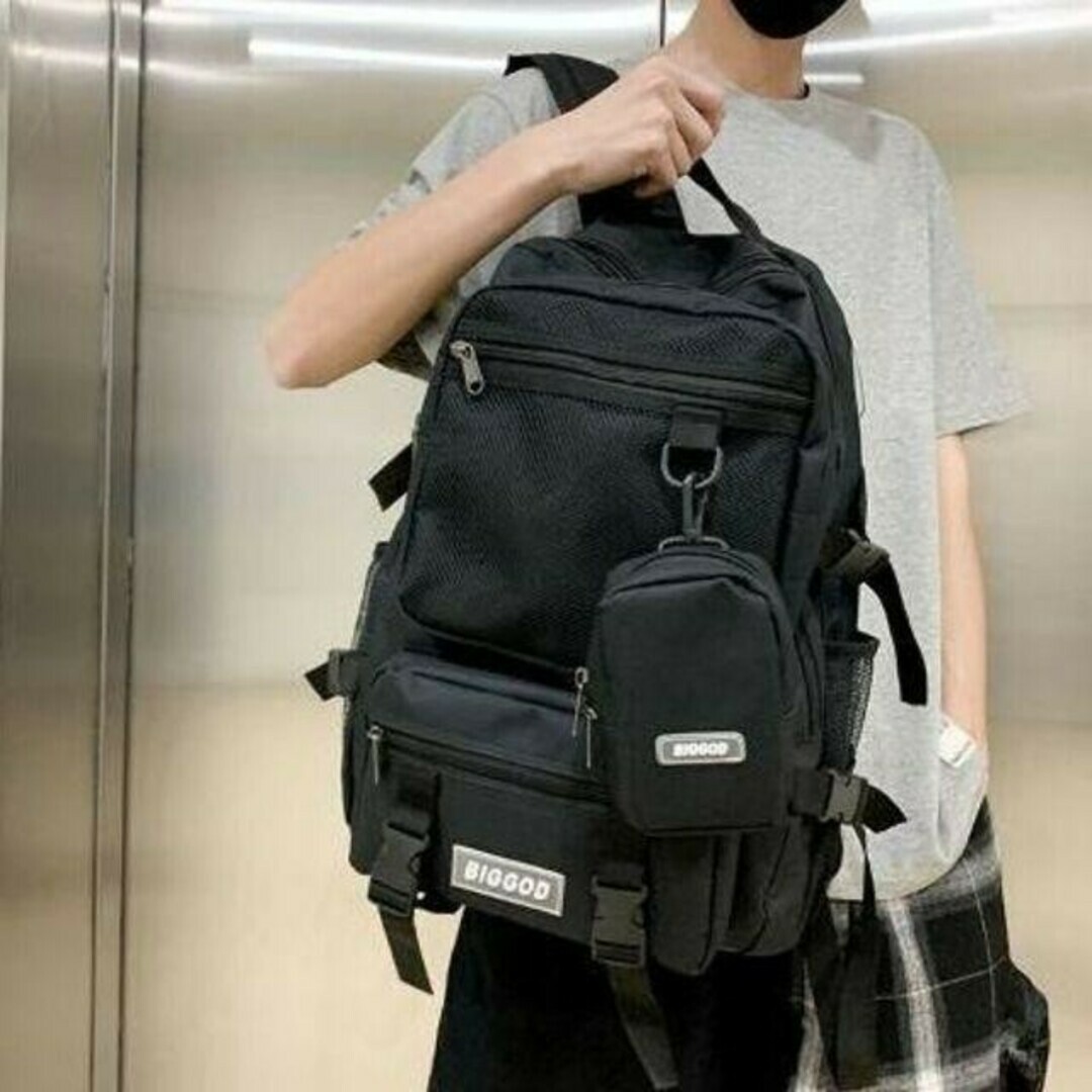 【新学期に☆】大容量韓国デザインリュックサック ブラック 旅行 通学にも レディースのバッグ(リュック/バックパック)の商品写真