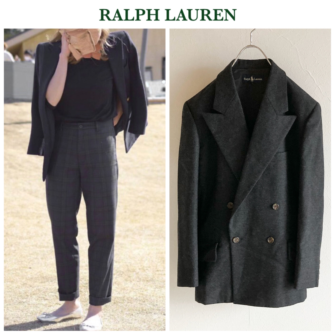 Ralph Lauren(ラルフローレン)のビンテージ ラルフローレン ウール ダブル テーラードジャケット ブレザー 7 レディースのジャケット/アウター(テーラードジャケット)の商品写真