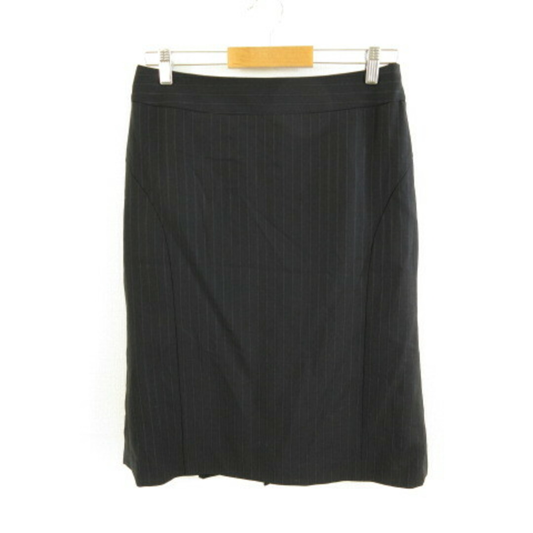 ICB(アイシービー)のアイシービー iCB スカート ひざ丈 ストライプ 黒 44 *T227 レディースのスカート(ひざ丈スカート)の商品写真