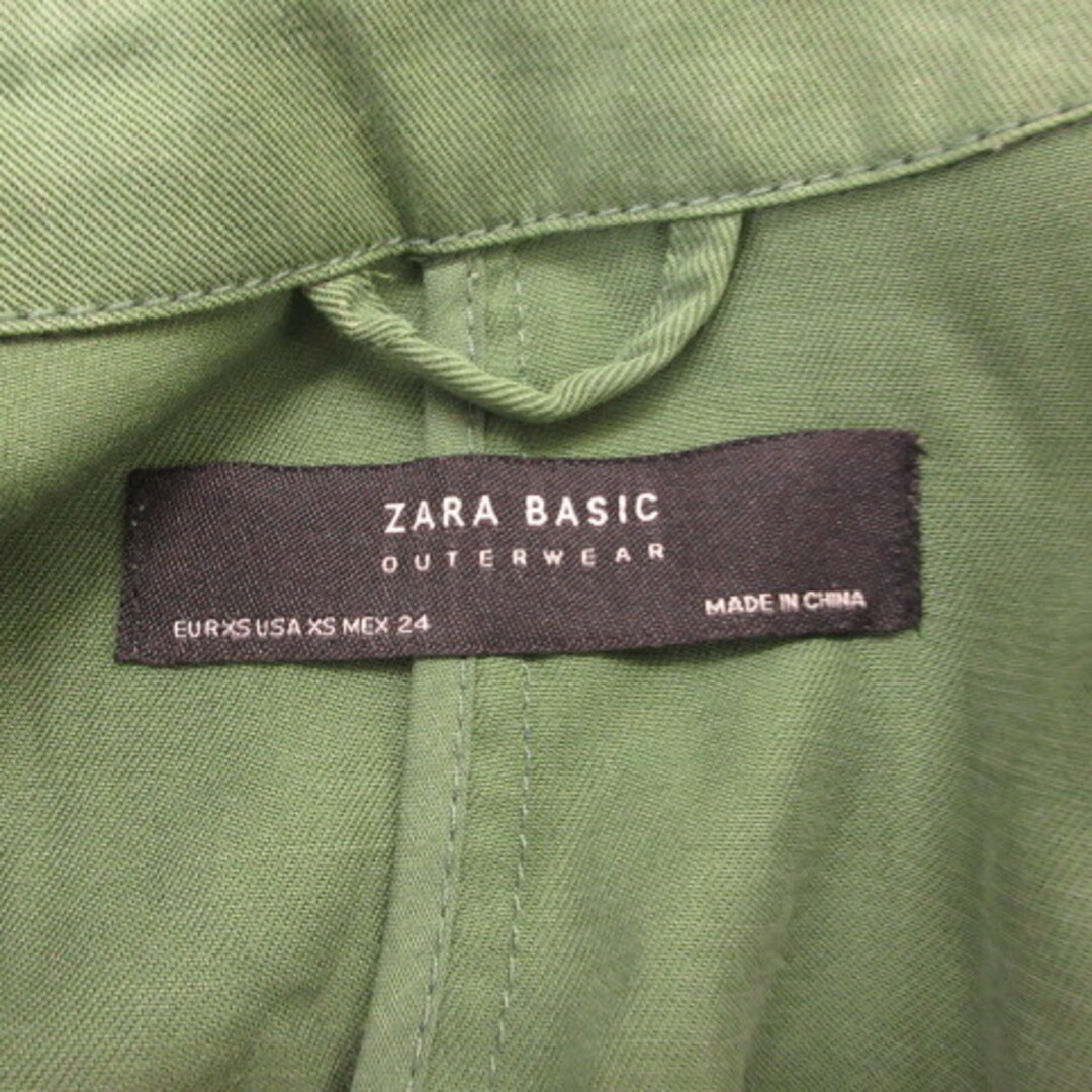 ZARA(ザラ)のザラ ZARA スプリングコート 長袖 ロング リボン 緑 XS  レディースのジャケット/アウター(スプリングコート)の商品写真