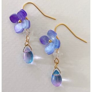 紫陽花と雫のピアス❀.*・゜(ピアス)