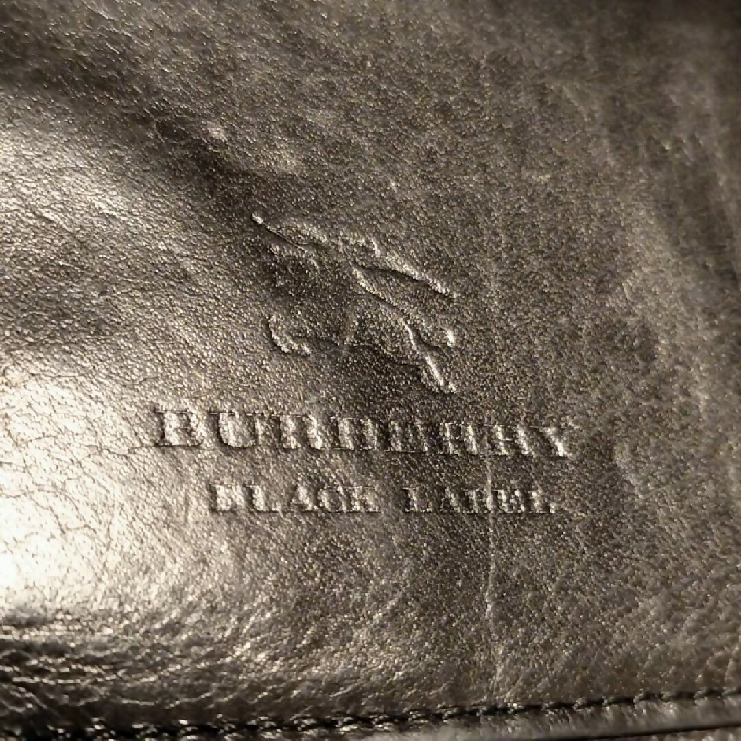 BURBERRY BLACK LABEL(バーバリーブラックレーベル)の【希少品】 バーバリー ブラックレーベル 折り財布 黒 ホース ロゴ コンパクト メンズのファッション小物(折り財布)の商品写真