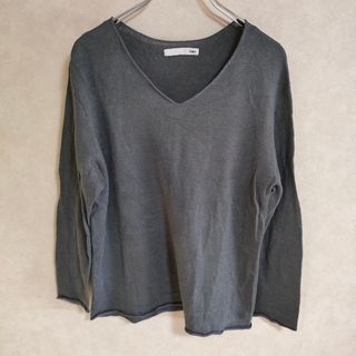 エヴァムエヴァ(evam eva)のevam eva Vネック プルオーバー  v neck pullover E191K073 サイズ1 リネン ニット チャコールグレー レディース エヴァムエヴァ【中古】4-0208M△(ニット/セーター)