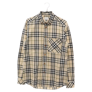 バーバリー(BURBERRY)のBURBERRY バーバリー コットンポプリンチェックオーバーサイズ長袖シャツ ベージュ 8042838(シャツ)