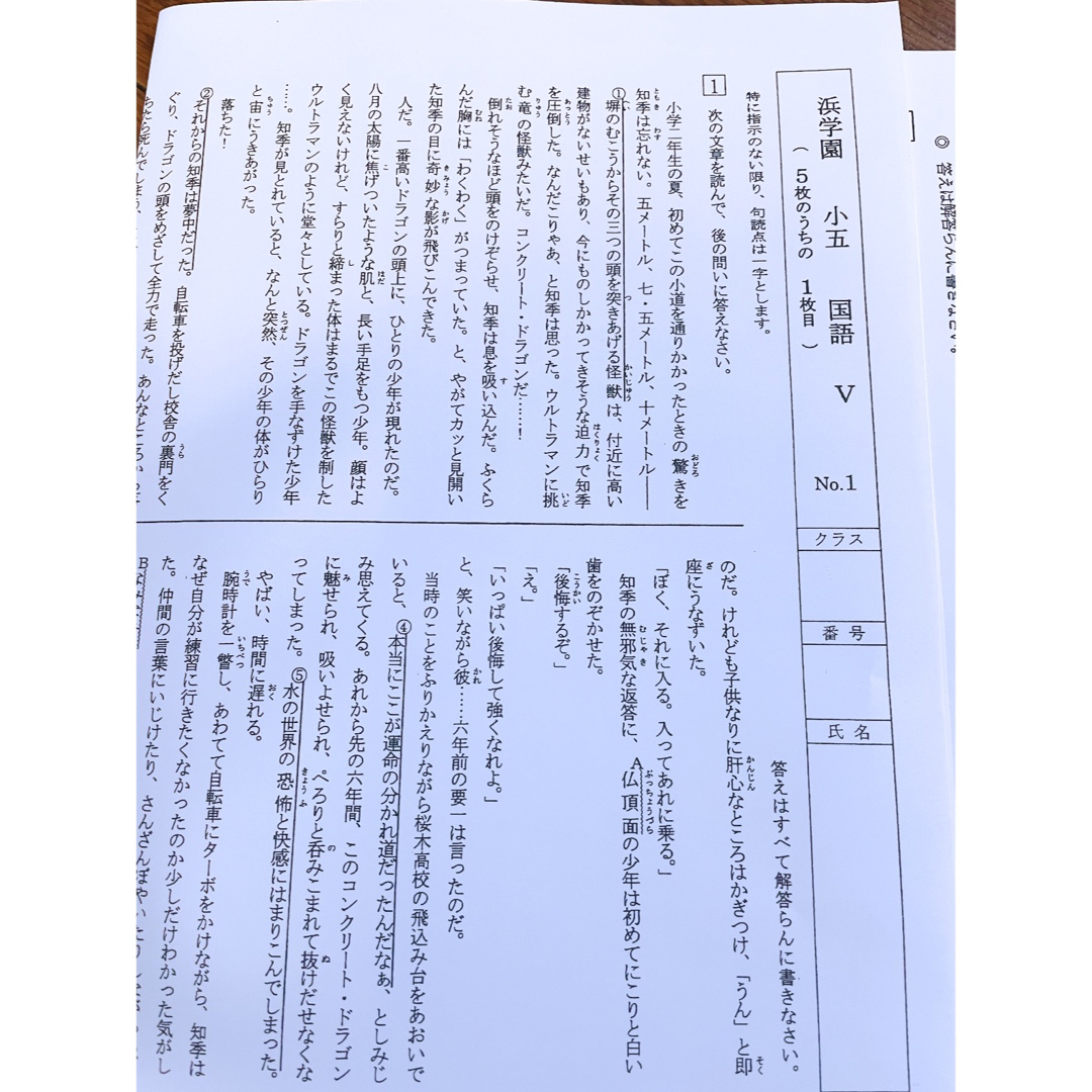 浜学園 小5 Vクラス 解答用紙付き 復習テスト 国語算数理科 浜学園 小5 Vクラス 解答用紙付き 復習テスト 国語算数理科