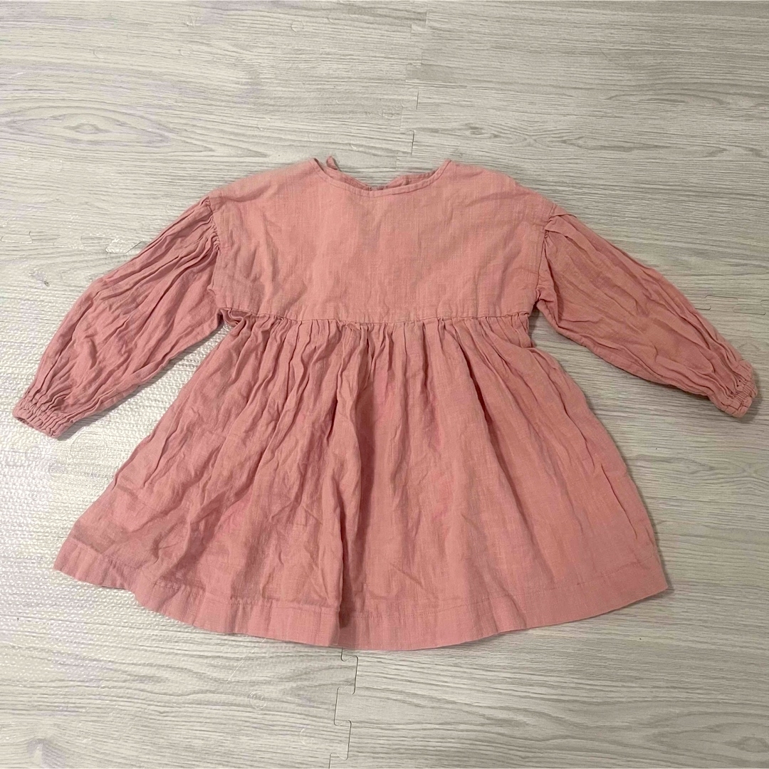 ごまちゃん様 専用 リネン ワンピース 春 ピンク 110 キッズ/ベビー/マタニティのキッズ服女の子用(90cm~)(ワンピース)の商品写真